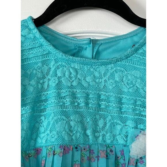 Girls Nannette Blue / Green Summer Dress Size 6 - Picture 4 of 8